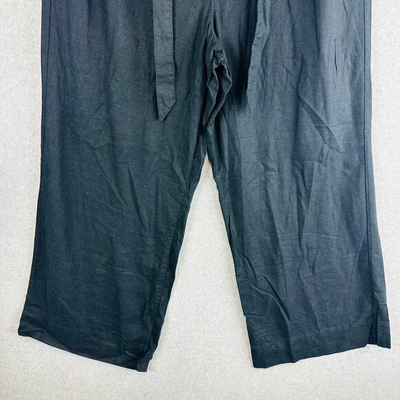 New Sonoma Womans Sz XL Pants Wide Leg Linen Blend Pockets Black Belted NWT - Picture 3 of 10